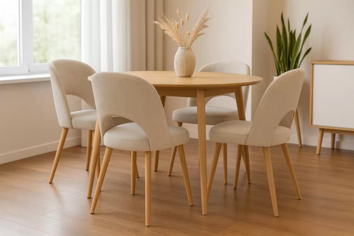 Dřevěná židle Luvaro s čalouněným sedákem – světle šedý šenil Wind 05 / nožky buk židle dřevěná Luvaro s čalouněným sedákem - světlý šedá šenil Wind 05 / Nohy buk