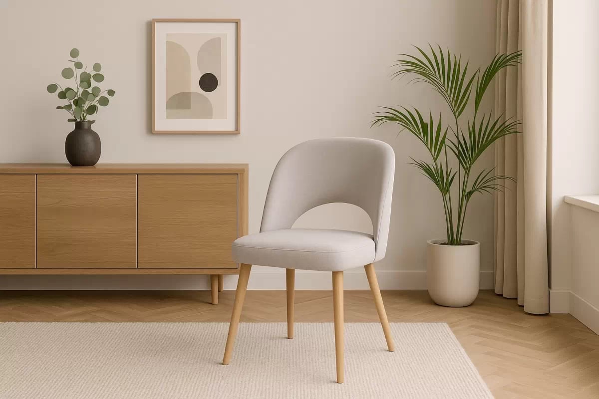 Dřevěná židle Luvaro s čalouněným sedákem – světle šedý šenil Wind 05 / nožky buk židle dřevěná Luvaro s čalouněným sedákem - světlý šedá šenil Wind 05 / Nohy buk