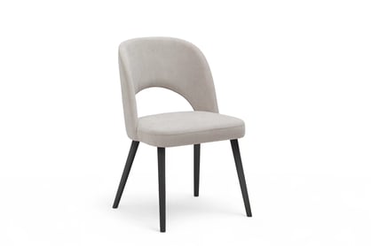 Dřevěná židle Luvaro s čalouněným sedákem – světle šedý šenil Wind 05 / černé nožky