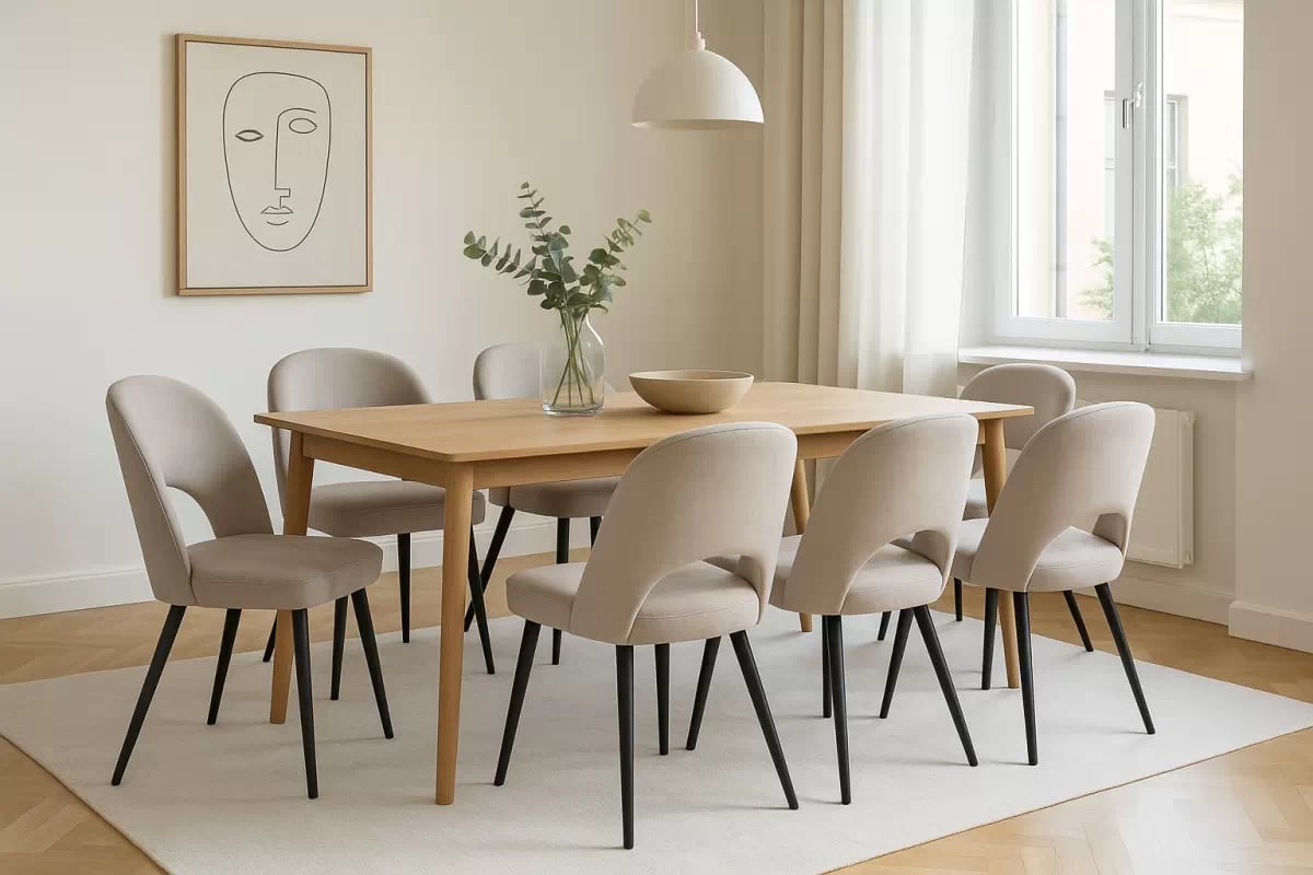 Dřevěná židle Luvaro s čalouněným sedákem – světle šedý šenil Wind 05 / černé nožky židle dřevěná Luvaro s čalouněným sedákem - světlý šedá šenil Wind 05 / Nohy černá