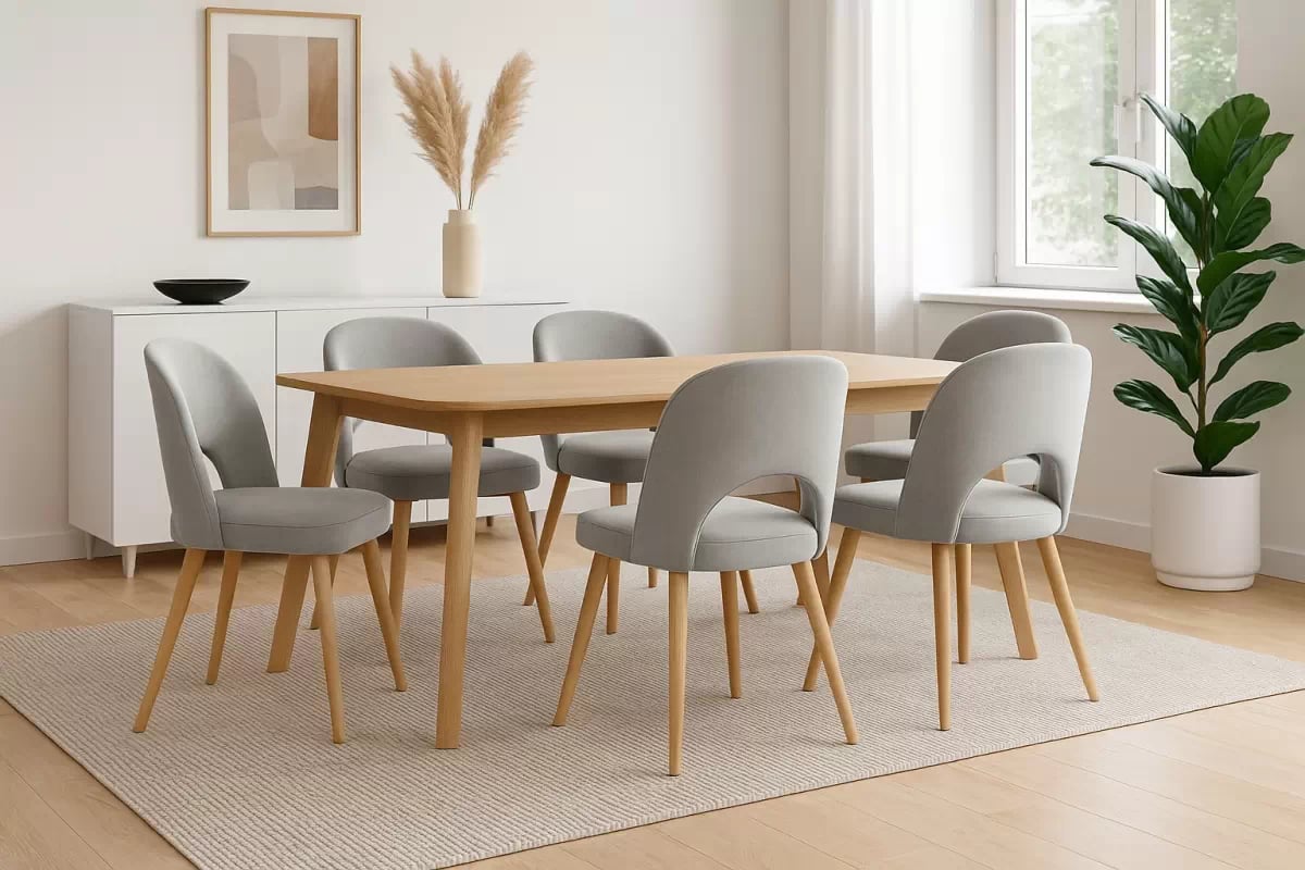 Dřevěná židle Luvaro s čalouněným sedákem – šedý šenil Wind 90 / nožky buk židle dřevěná Luvaro s čalouněným sedákem - šedá šenil Wind 90 / Nohy buk