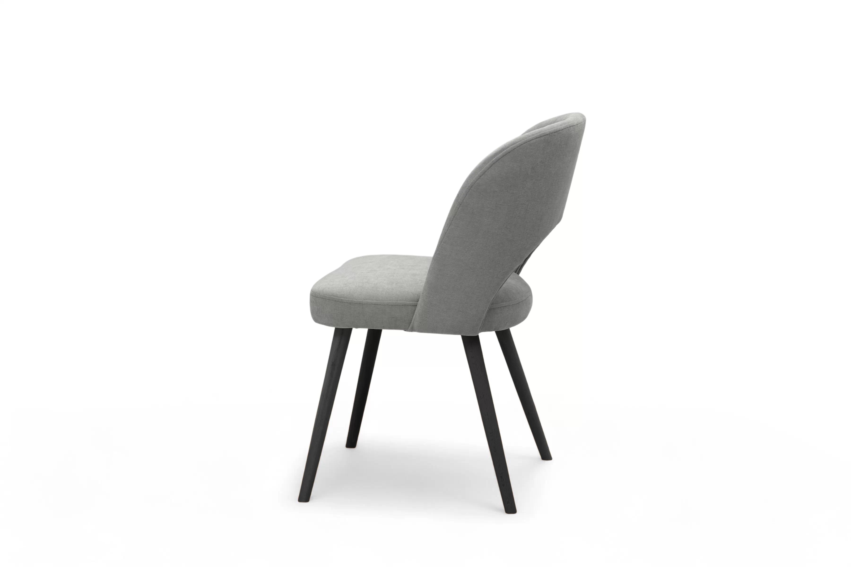 Dřevěná židle Luvaro s čalouněným sedákem – šedý šenil Wind 90 / černé nožky židle dřevěná Luvaro s čalouněným sedákem - šedá šenil Wind 90 / Nohy černá