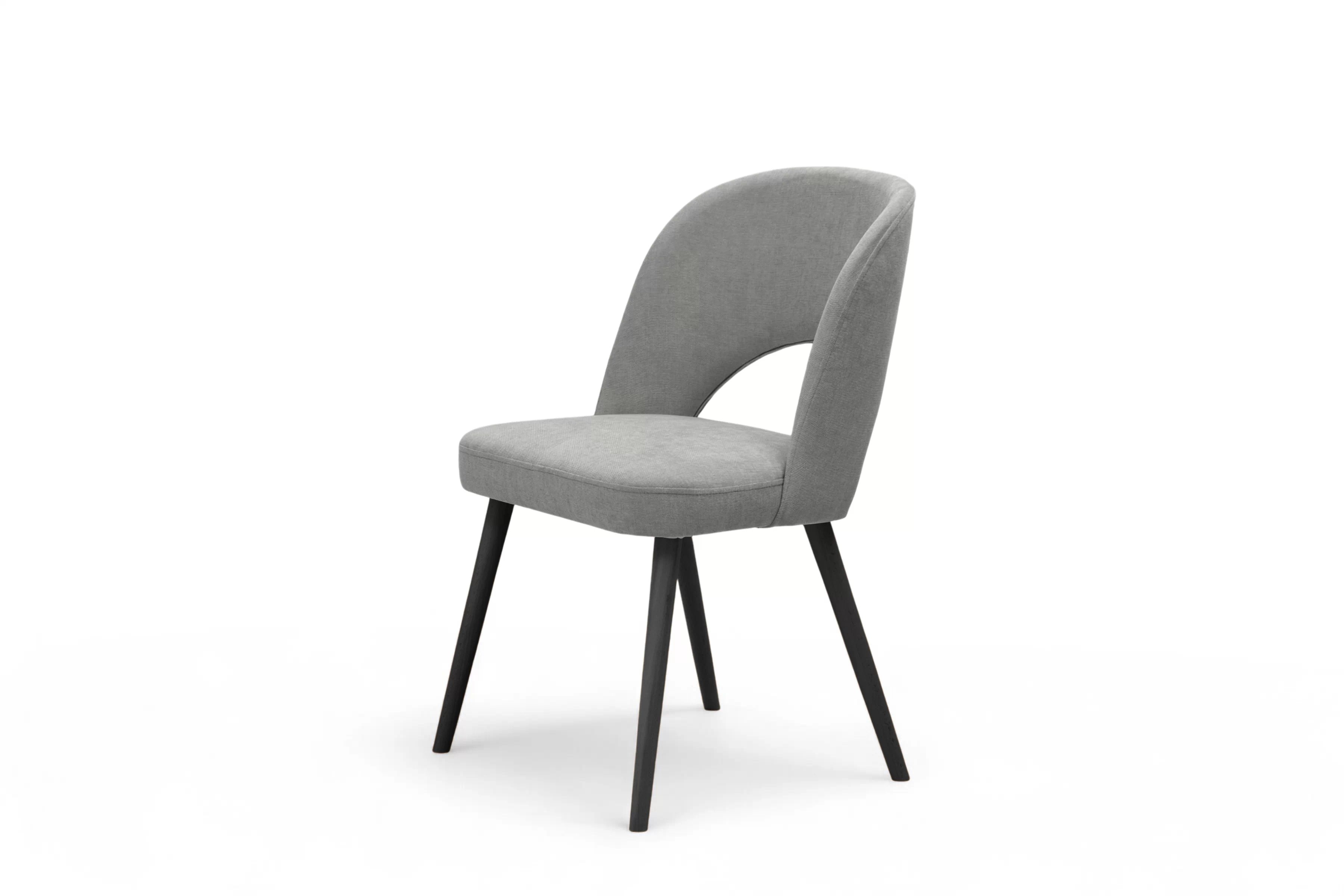 Dřevěná židle Luvaro s čalouněným sedákem – šedý šenil Wind 90 / černé nožky židle dřevěná Luvaro s čalouněným sedákem - šedá šenil Wind 90 / Nohy černá