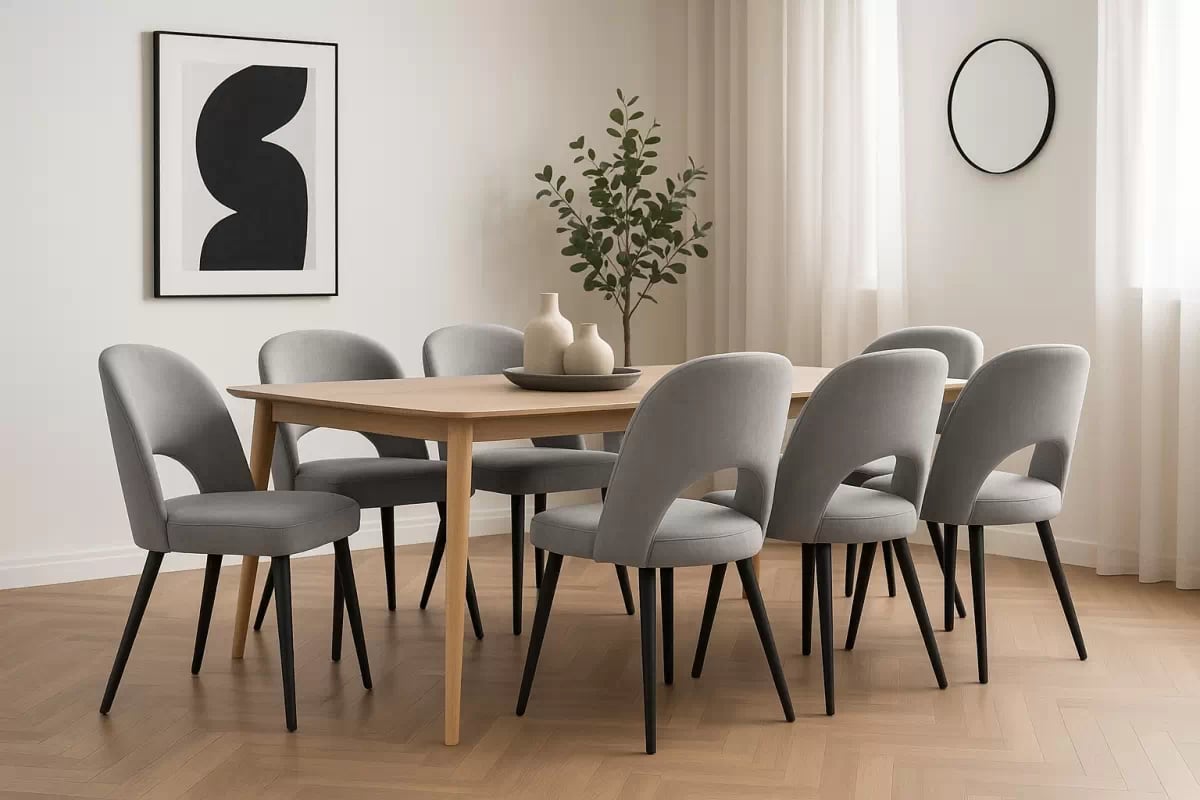 Dřevěná židle Luvaro s čalouněným sedákem – šedý šenil Wind 90 / černé nožky židle dřevěná Luvaro s čalouněným sedákem - šedá šenil Wind 90 / Nohy černá