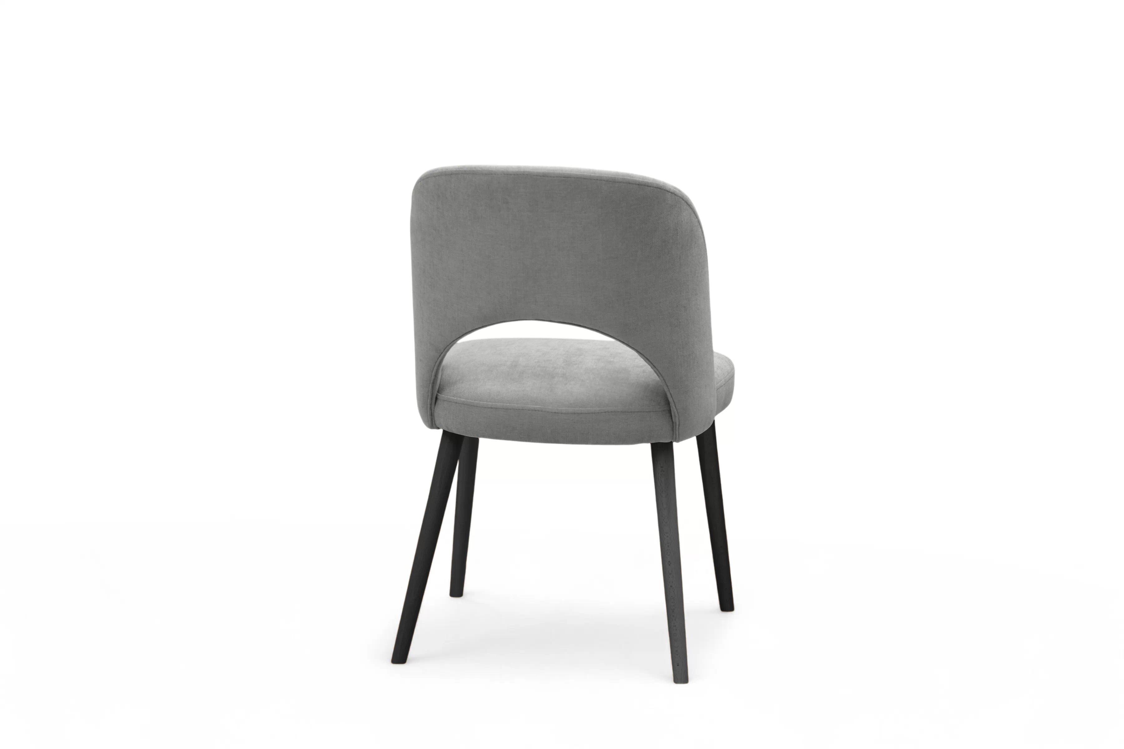 Dřevěná židle Luvaro s čalouněným sedákem – šedý šenil Wind 90 / černé nožky židle dřevěná Luvaro s čalouněným sedákem - šedá šenil Wind 90 / Nohy černá