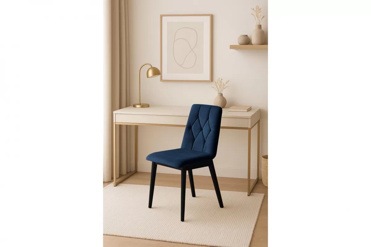 Jedálenská stolička Platinum 5 - tmavomodrá Salvador 05 / čierne nožičky Stolička drevená Platinum 5 z tapicerowanym siedziskiem - granat Salvador 05 / čierny nožičky
