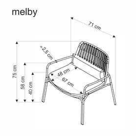 Relaxační křeslo Melby - bílá podnož / popelavé čalounění židle ogrodowe mebly - bílá / popelavá