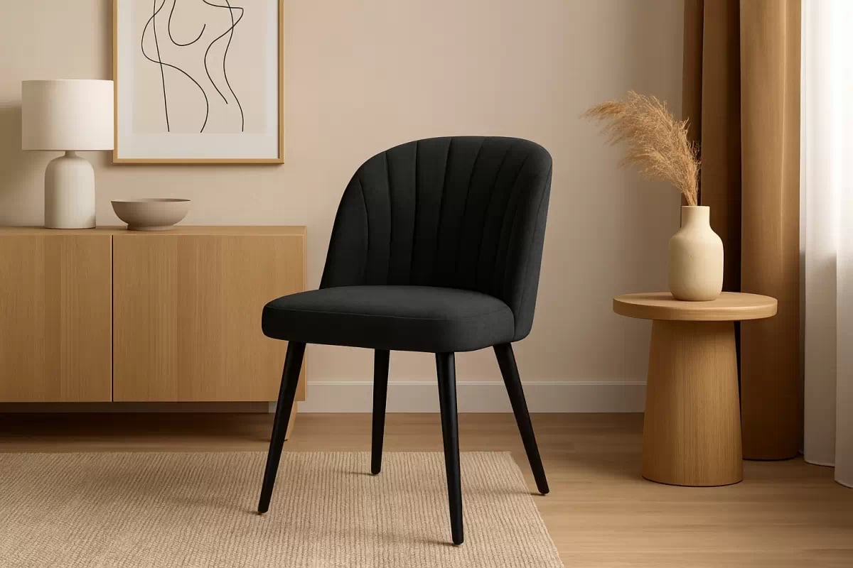 Jedálenské kreslo Azarro 2 - čierna žinylka Wind 99 / čierna Stolička čalúnená Azarro 2 -  Čierny šenil Wind 99 / čierny nožičky