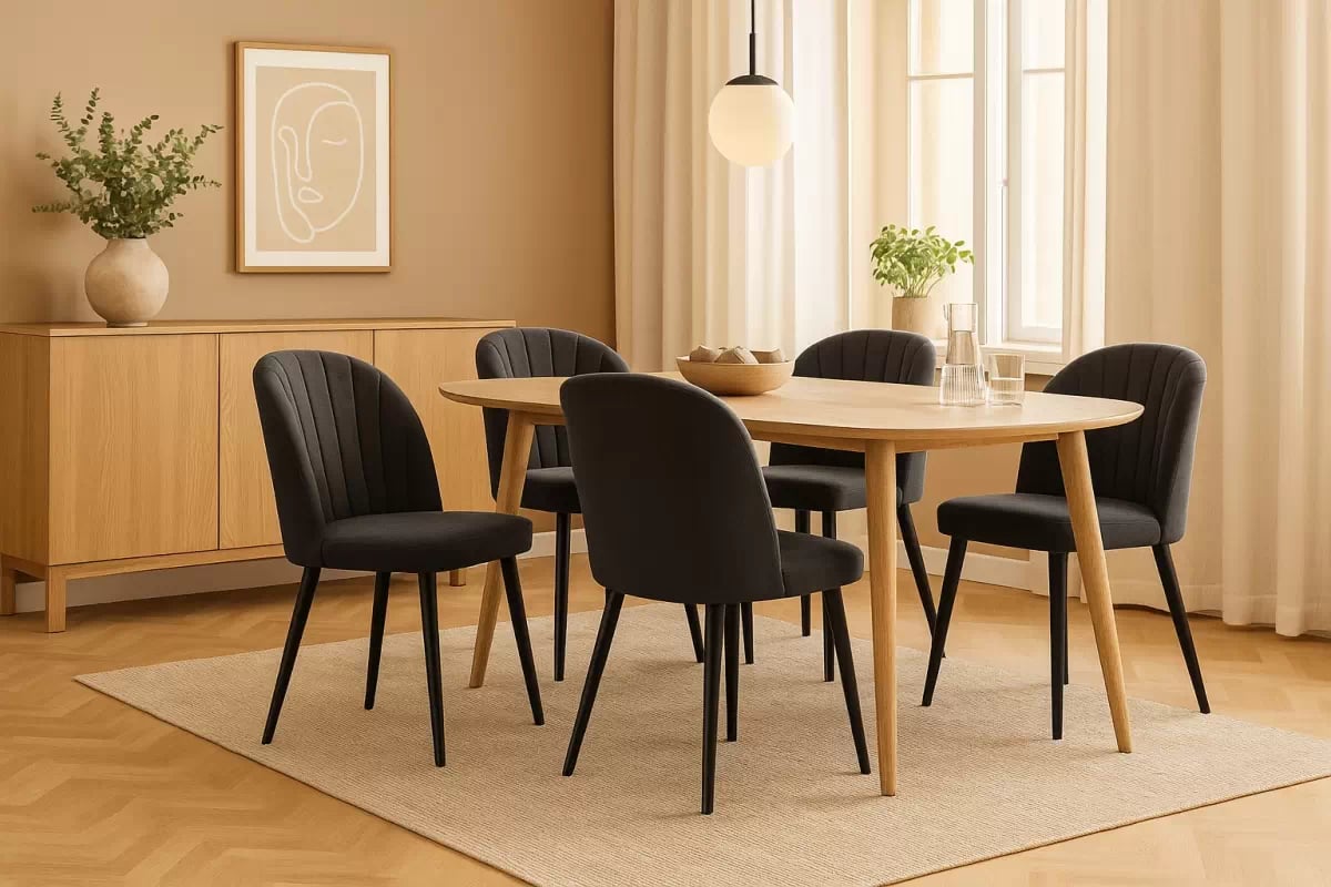 Jedálenské kreslo Azarro 2 - čierna žinylka Wind 99 / čierna Stolička čalúnená Azarro 2 -  Čierny šenil Wind 99 / čierny nožičky