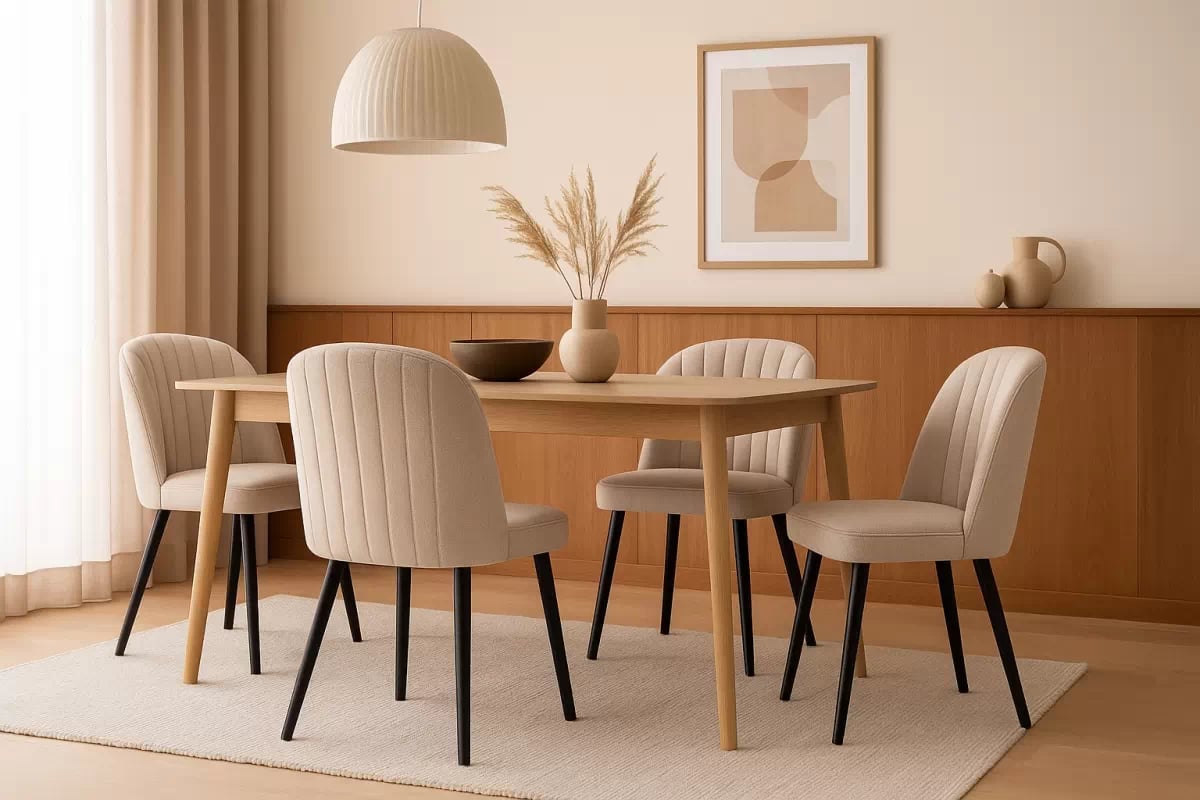 Jedálenské kreslo Azarro 2 - svetlosivá žinylka Wind 05 / čierna Stolička čalúnená Azarro 2 - svetlý šedý šenil Wind 05 / čierny nožičky