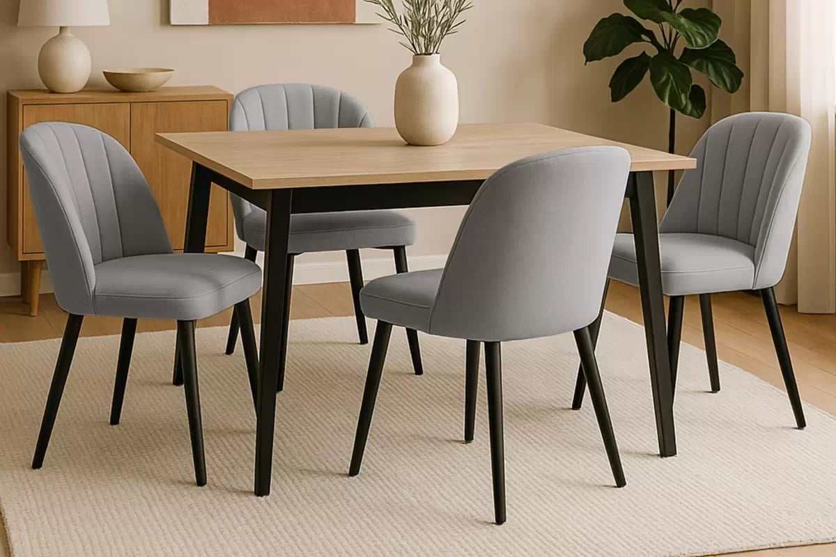 Čalouněná židle Azarro 2 – šedý snadno čistitelný samet Cloud 83 / černé nohy židle čalouněné Azarro 2 - šedá welwet latwoczyszczacy Cloud 83 / černé nožičky