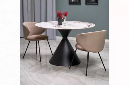 Čalúnená stolička Caleno - béžová / čierne nohy Stolička čalúnená Caleno - bezowe / čierny nožičky