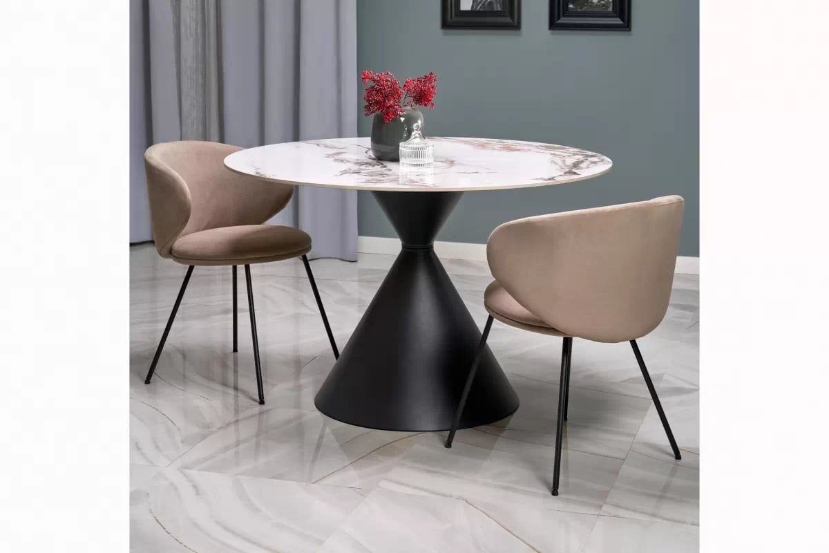 Čalúnená stolička Caleno - béžová / čierne nohy Stolička čalúnená Caleno - bezowe / čierny nožičky