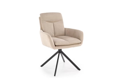 Otočná čalouněná židle Cario - béžová tkanina Vardo 28 / černé nohy