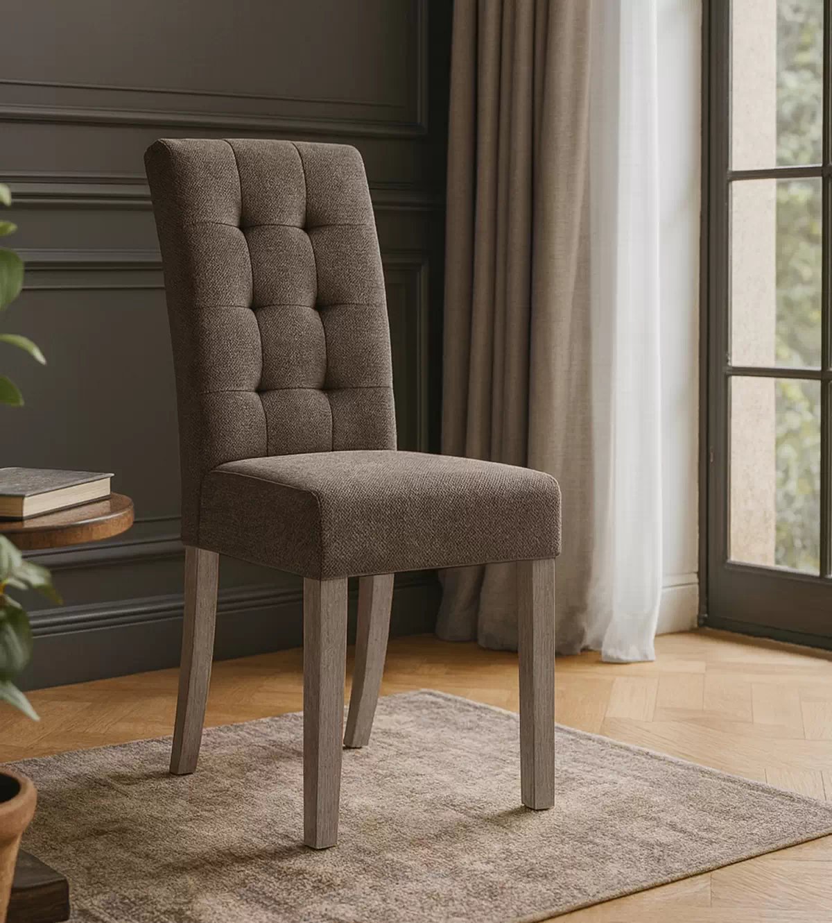 Stolička čalúnená Castello 4 z drewnianymi nogami - Storm 18 / Dub sonoma Tabac Stolička čalúnená Castello 4 z drewnianymi nogami - Storm 18 / Dub sonoma Tabac