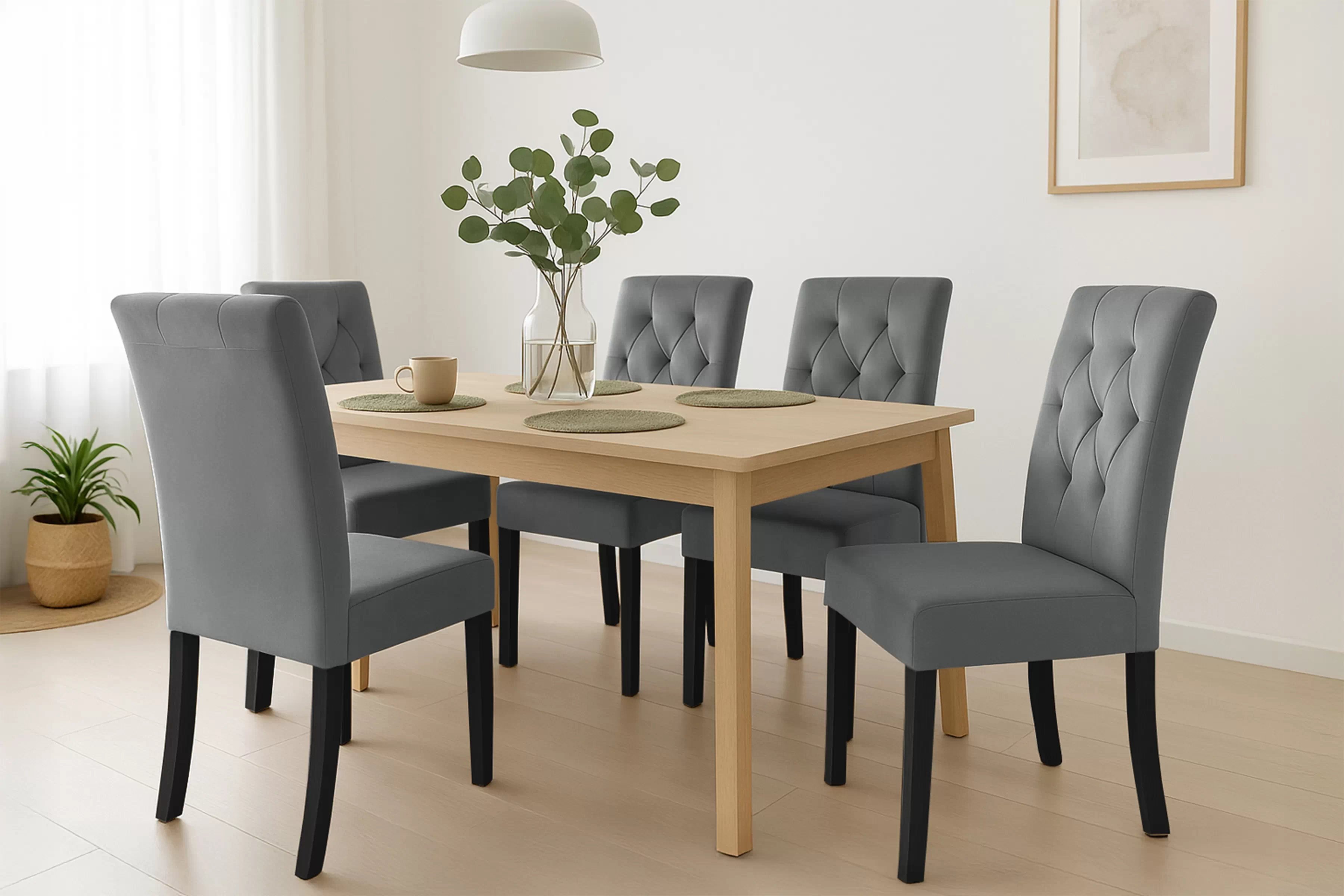 Jedálenská stolička Castello 5 - sivý velúr Salvador 17 / čierna Stolička čalúnená Castello 5 - šedý Salvador 17 / čierny nožičky