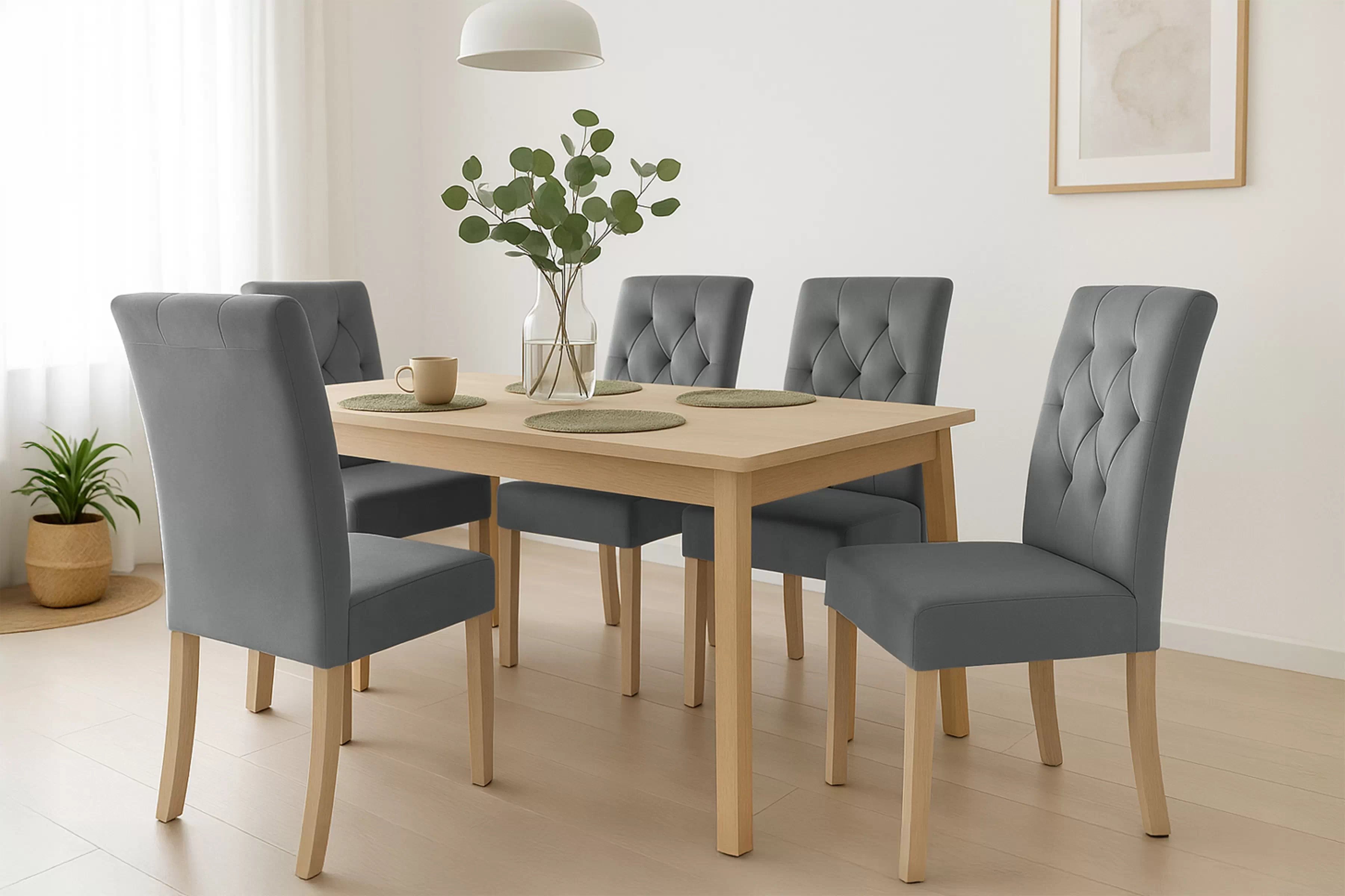 Jedálenská stolička Castello 5 - sivý velúr Salvador 17 / buk Stolička čalúnená Castello 5 - šedý Salvador 17 / nožičky buk