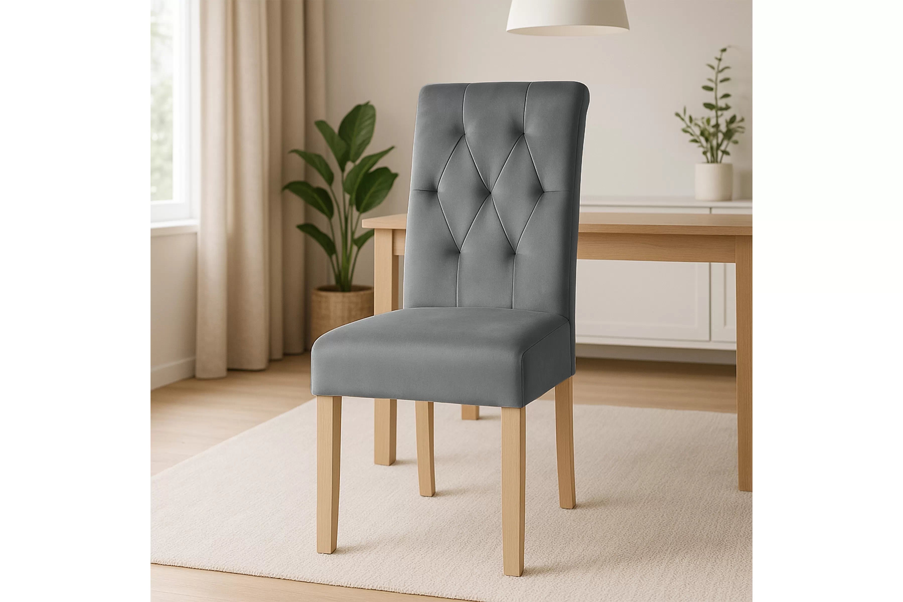 Jedálenská stolička Castello 5 - sivý velúr Salvador 17 / buk Stolička čalúnená Castello 5 - šedý Salvador 17 / nožičky buk