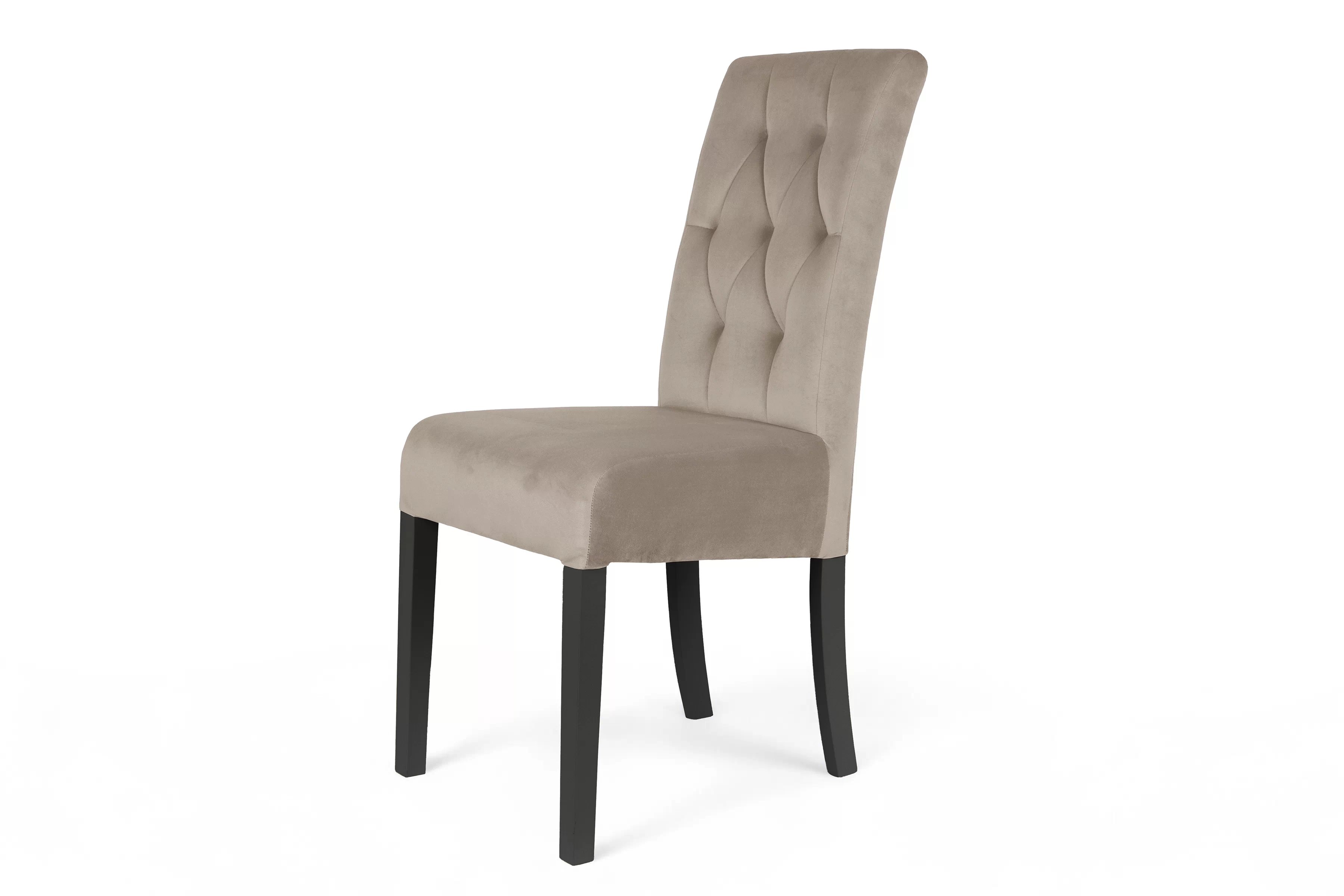 Jedálenská stolička Castello 5 - béžový velúr Salvador 02 / čierna Stolička čalúnená Castello 5 z drewnianymi nogami - Béžová Salvador 02 / čierny nožičky
