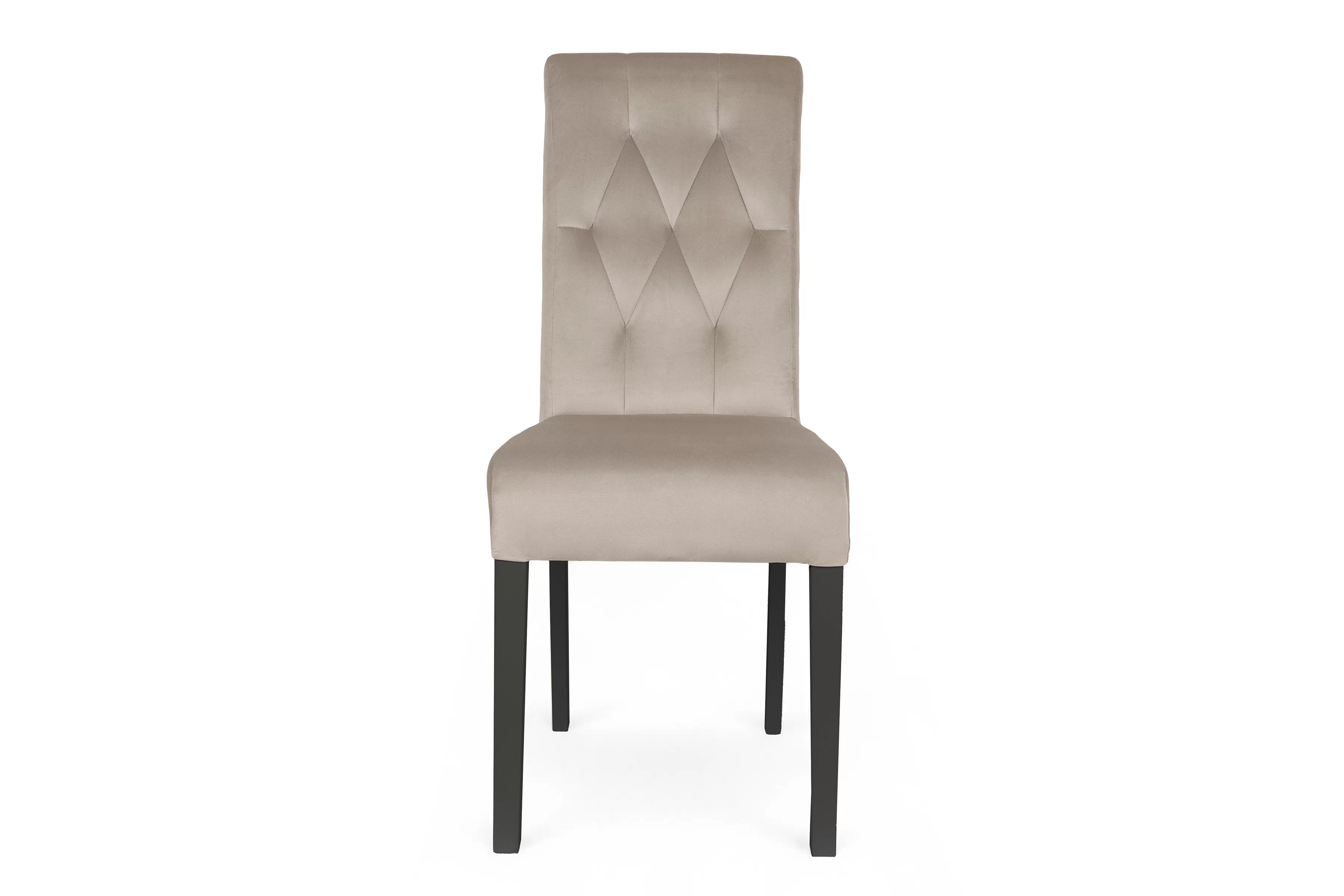 Jedálenská stolička Castello 5 - béžový velúr Salvador 02 / čierna Stolička čalúnená Castello 5 z drewnianymi nogami - Béžová Salvador 02 / čierny nožičky