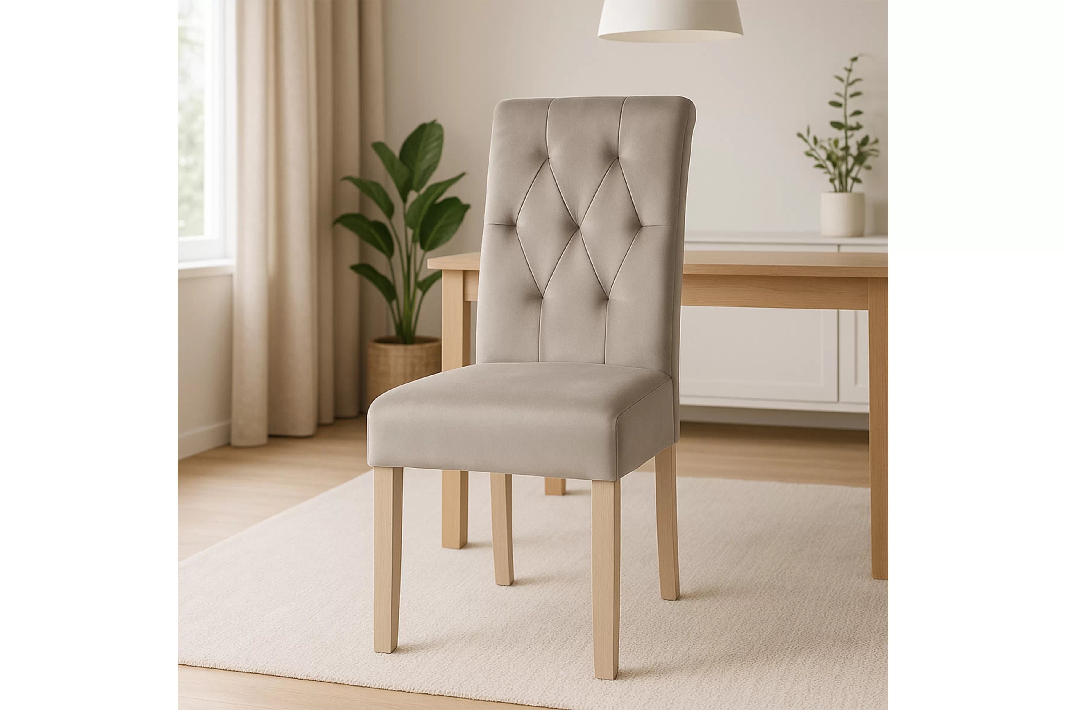 Čalouněná židle Castello 5 - béžová Salvador 2 / bukové nohy židle čalouněné Castello 5 z drewnianymi nogami - béžová Salvador 02 / Nohy buk