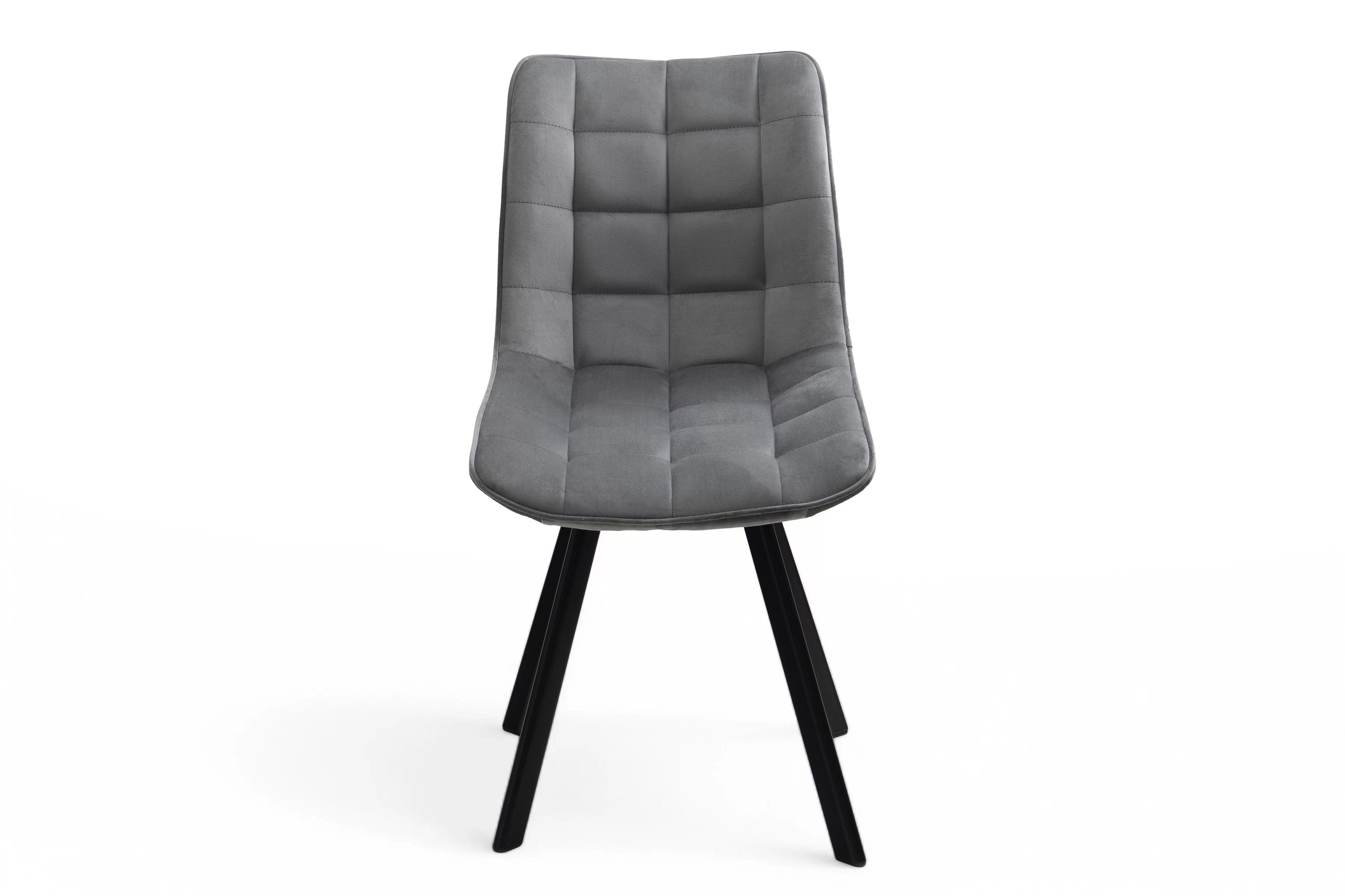 Jedálenská stolička Clemio - tmavosivý zamat Bluvel 14 / čierna Stolička čalúnená Clemio na kovových nohách - ciemno Popolový zamat Bluvel 14 / čierny nožičky