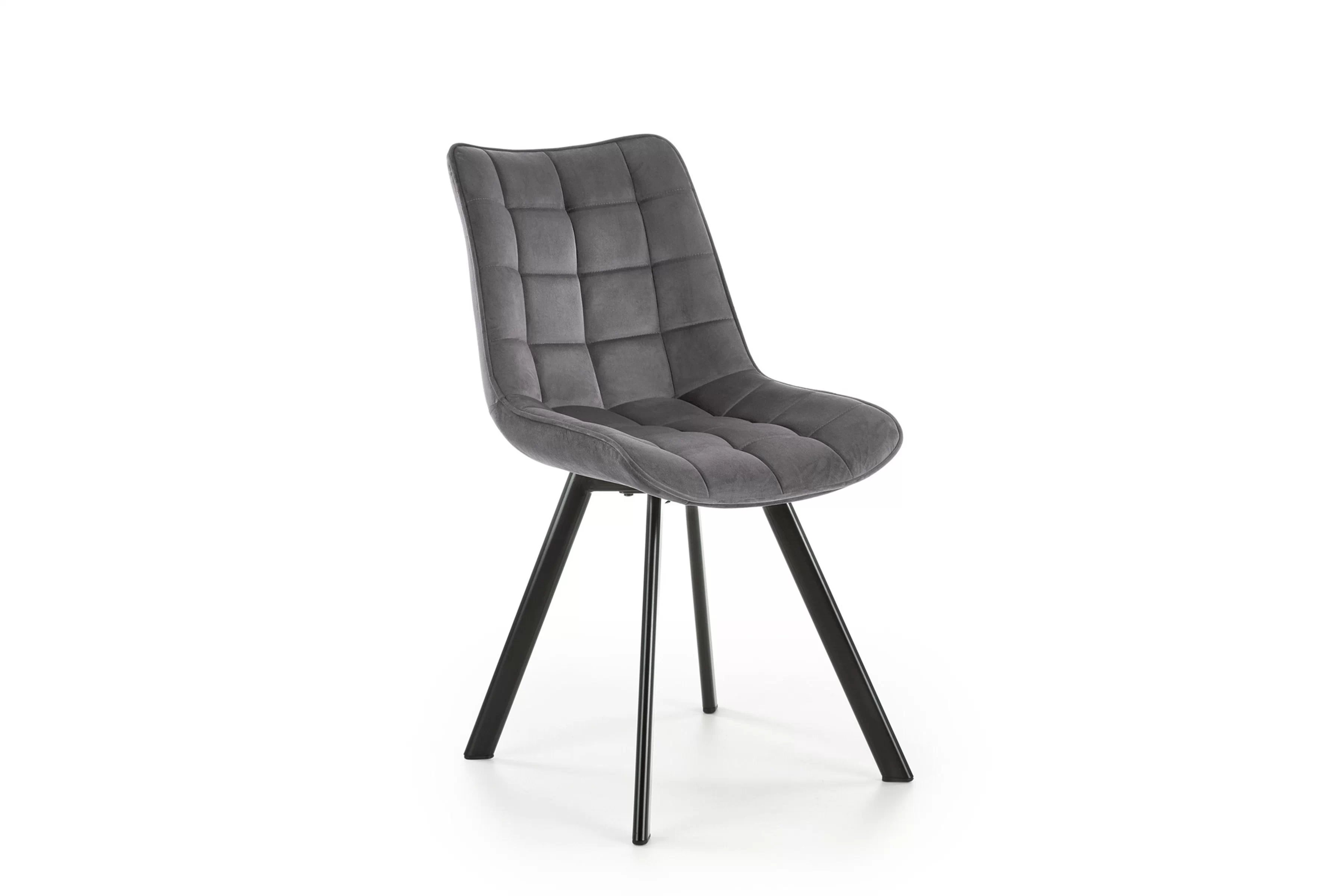 Čalouněná židle Clemio - tmavě šedý samet Bluvel 14 / černé nohy židle čalouněné Clemio na kovových nohách - ciemno popelavá welwet Bluvel 14 / černé nožičky