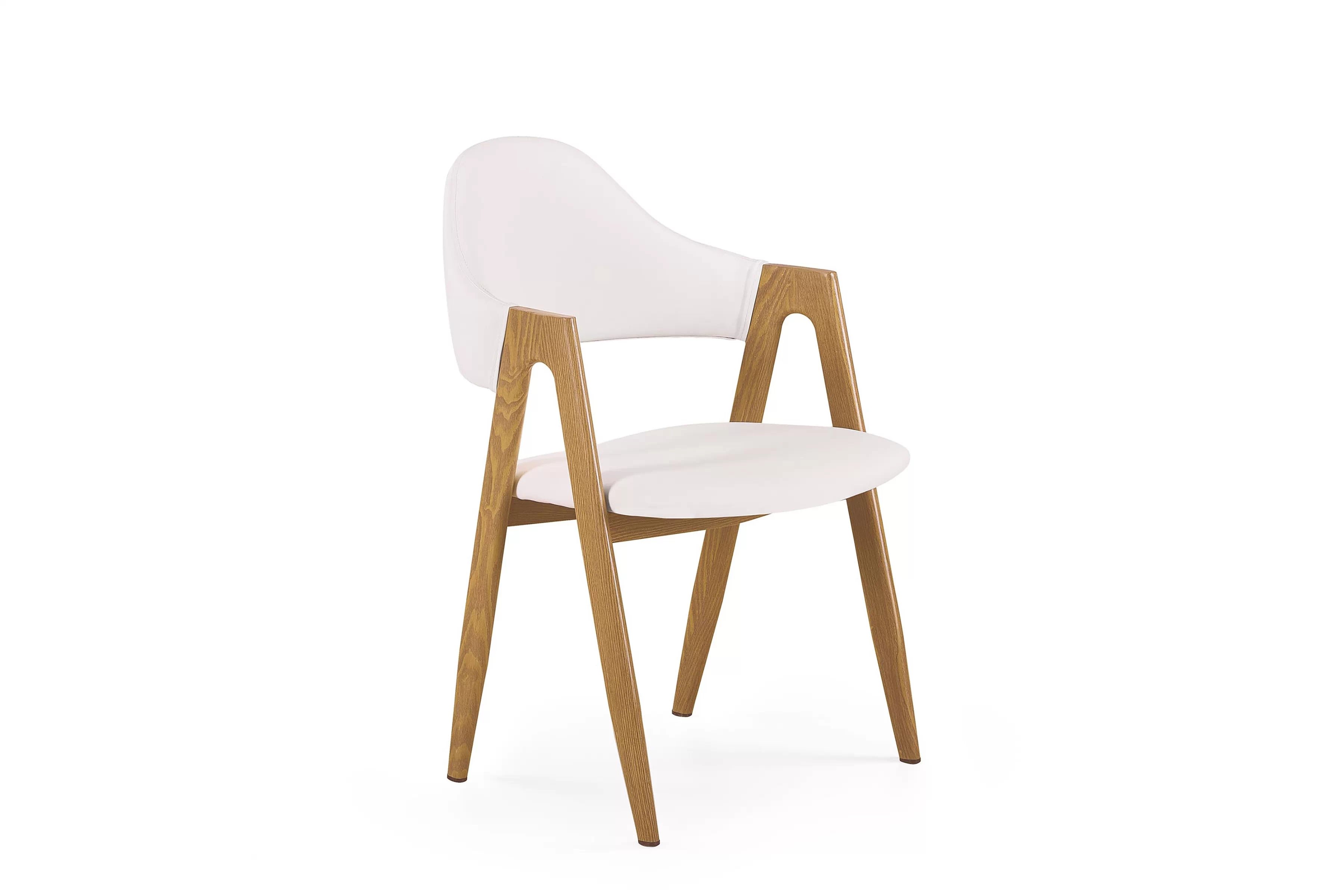 Jedálenská stolička Elisio - biela ekokoža / dub medový Stolička čalúnená Elisio - Biela Ekokoža / nožičky Dub medový