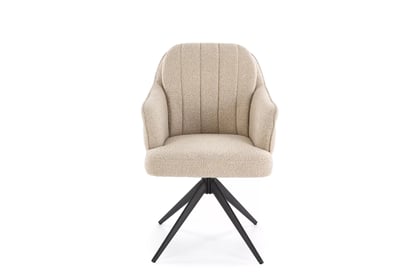 K570 Stolička béžový (1p=2 szt) Stolička čalúnená Embla otočna - bezowe / čierny nožičky