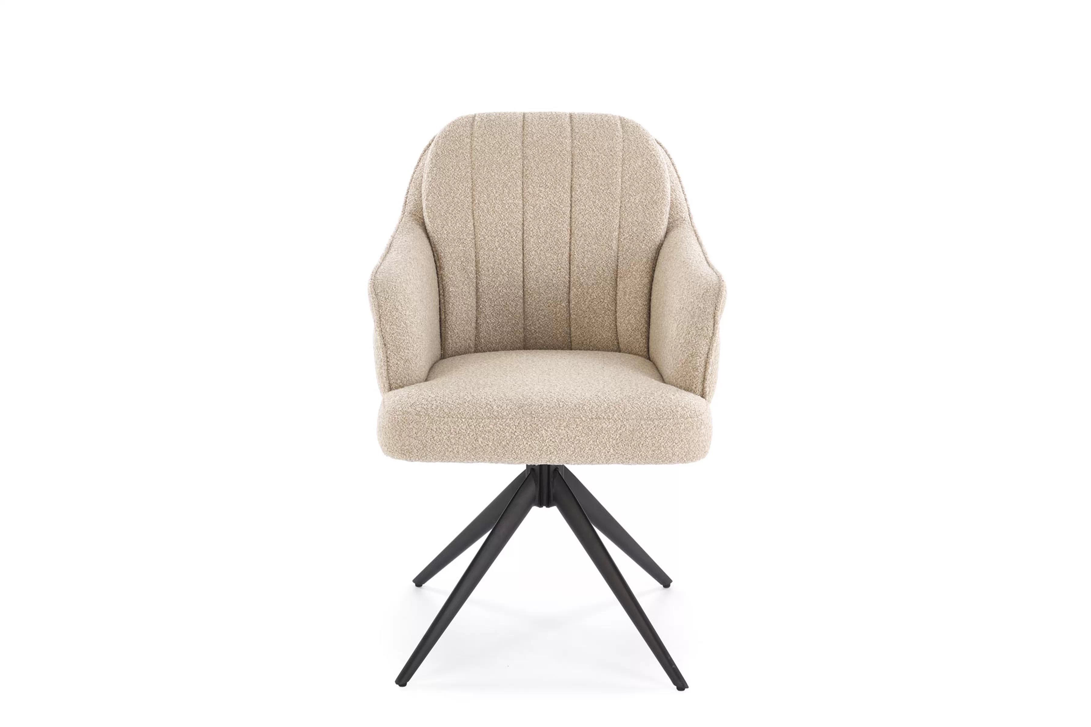 K570 Stolička béžový (1p=2 szt) Stolička čalúnená Embla otočna - bezowe / čierny nožičky