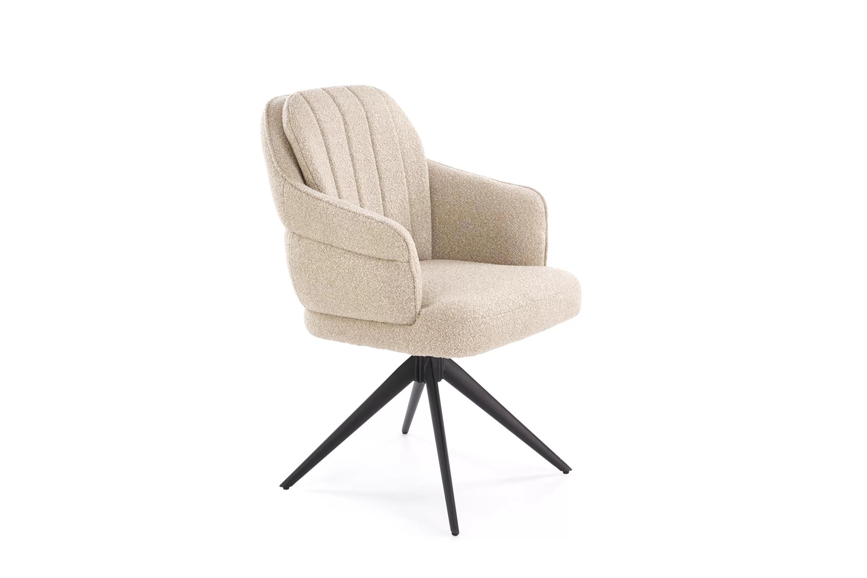 K570 Stolička béžový (1p=2 szt) Stolička čalúnená Embla otočna - bezowe / čierny nožičky