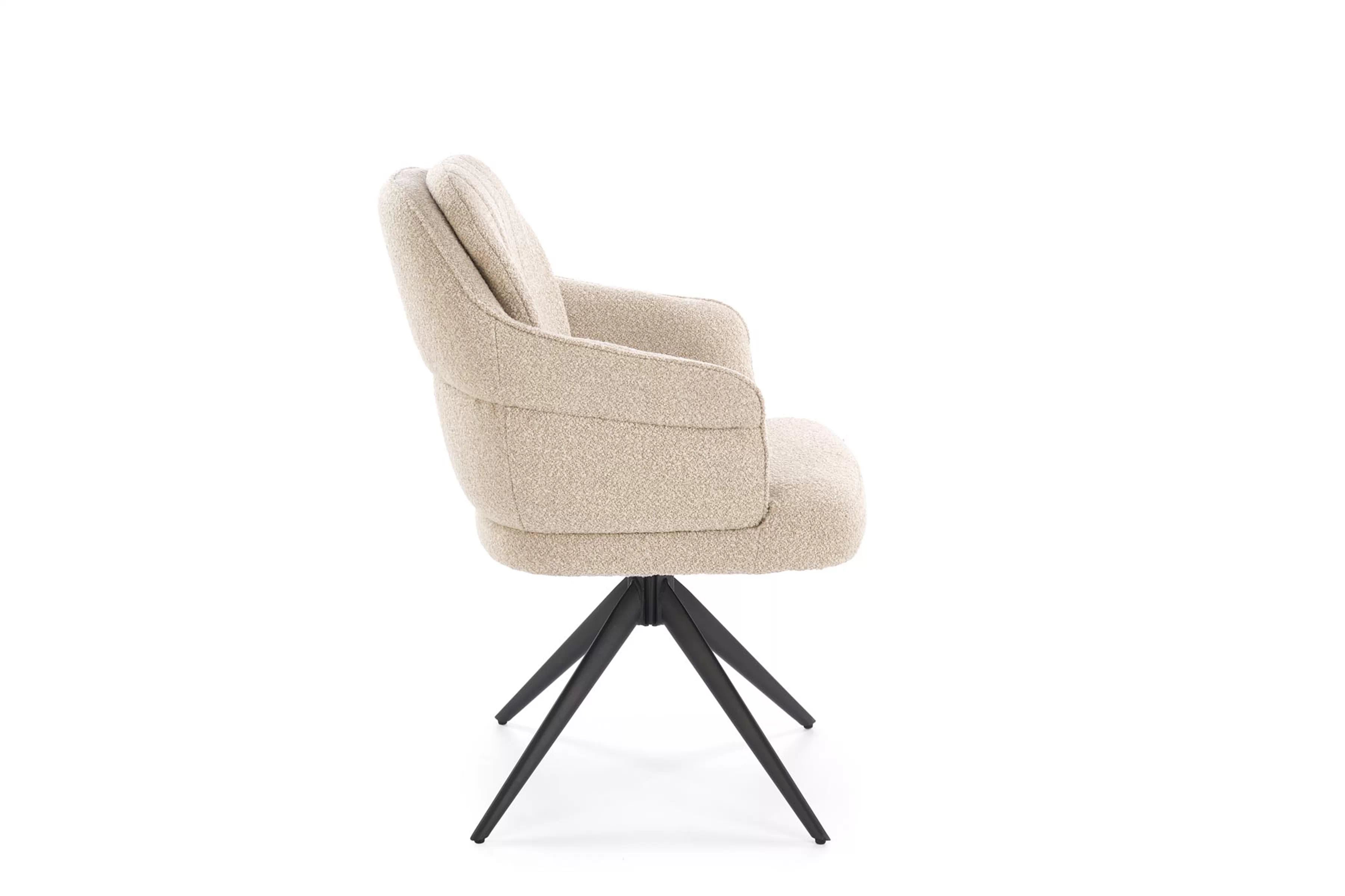 K570 Stolička béžový (1p=2 szt) Stolička čalúnená Embla otočna - bezowe / čierny nožičky