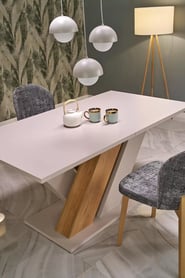 Stolička čalúnená Isario - sivá látka Cremona 96 / dub prírodný Stolička čalúnená Isario - Popolový Cremona 96 / Dub prírodné