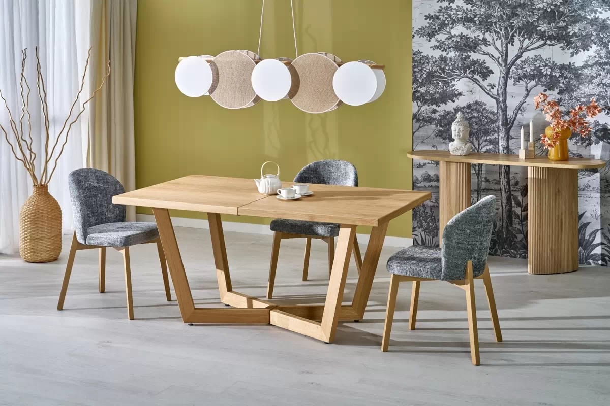 Stolička čalúnená Isario - sivá látka Cremona 96 / dub prírodný Stolička čalúnená Isario - Popolový Cremona 96 / Dub prírodné