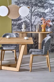 Stolička čalúnená Isario - sivá látka Cremona 96 / dub prírodný Stolička čalúnená Isario - Popolový Cremona 96 / Dub prírodné