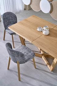 Stolička čalúnená Isario - sivá látka Cremona 96 / dub prírodný Stolička čalúnená Isario - Popolový Cremona 96 / Dub prírodné