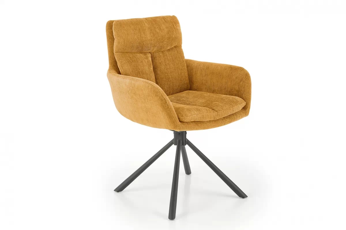 Otočná čalouněná židle Klopi - hořčicový šanel Odin 68 / černé nohy židle čalouněné K495 obrotowe - hořčice šenil Odin 68 / černá Nohy