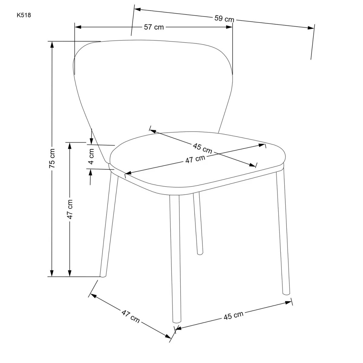 Čalúnená stolička K518 - krémová Stolička čalúnená K518 - Krémový