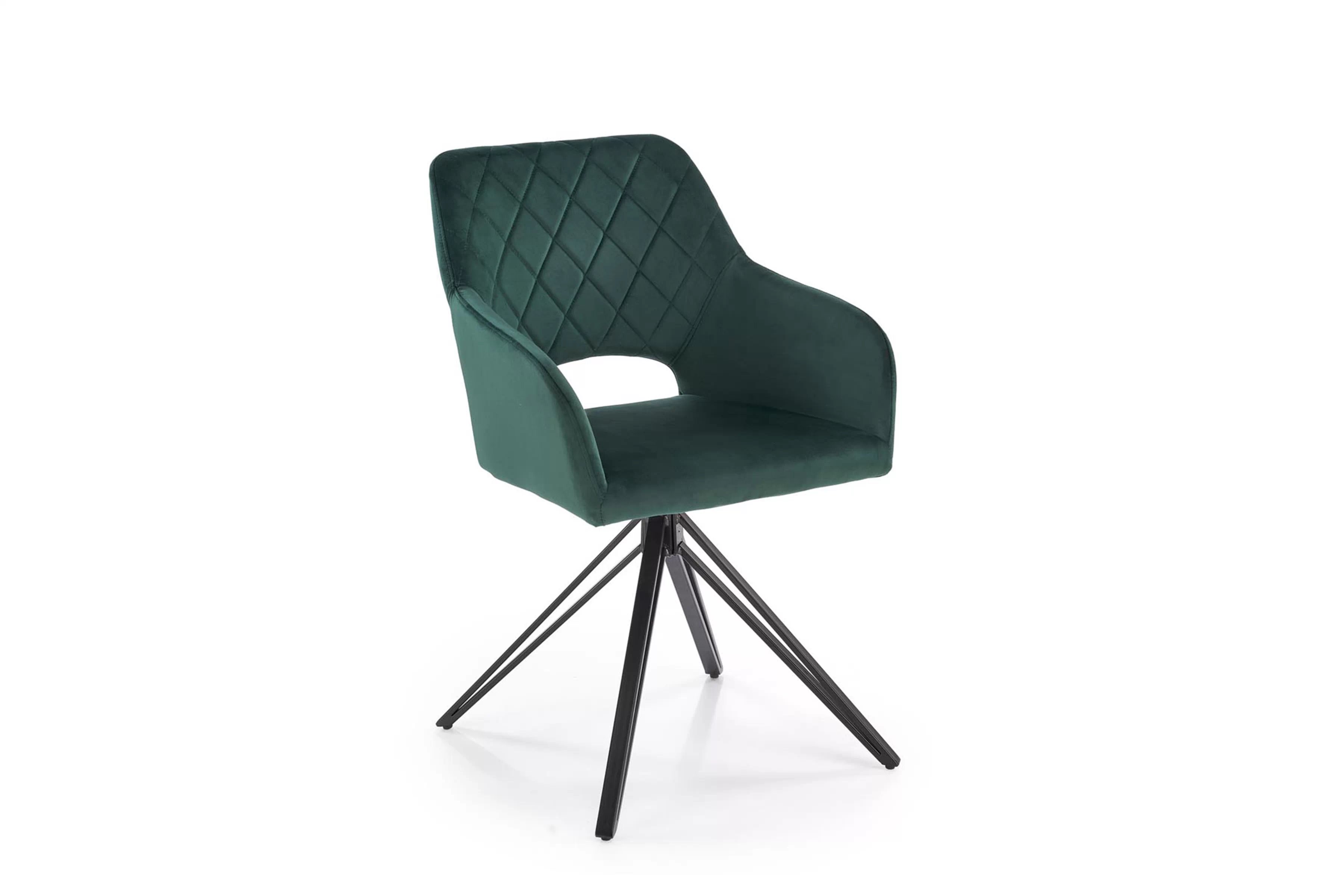 Jídelní židle K535 - tmavě zelený samet Bluvel 78 / černé nohy židle čalouněné K535 obrotowe - welwet tmavý zelená Bluvel 78 / černé nožičky