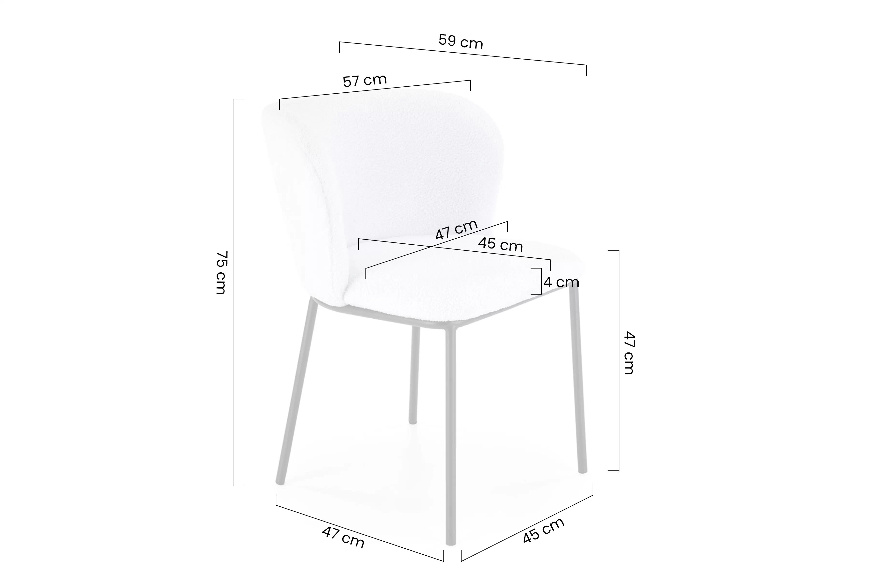 Čalúnená stolička Lirona - krémová bouclá / čierne nohy Stolička čalúnená Lirona - kremowa boucla / čierny nožičky