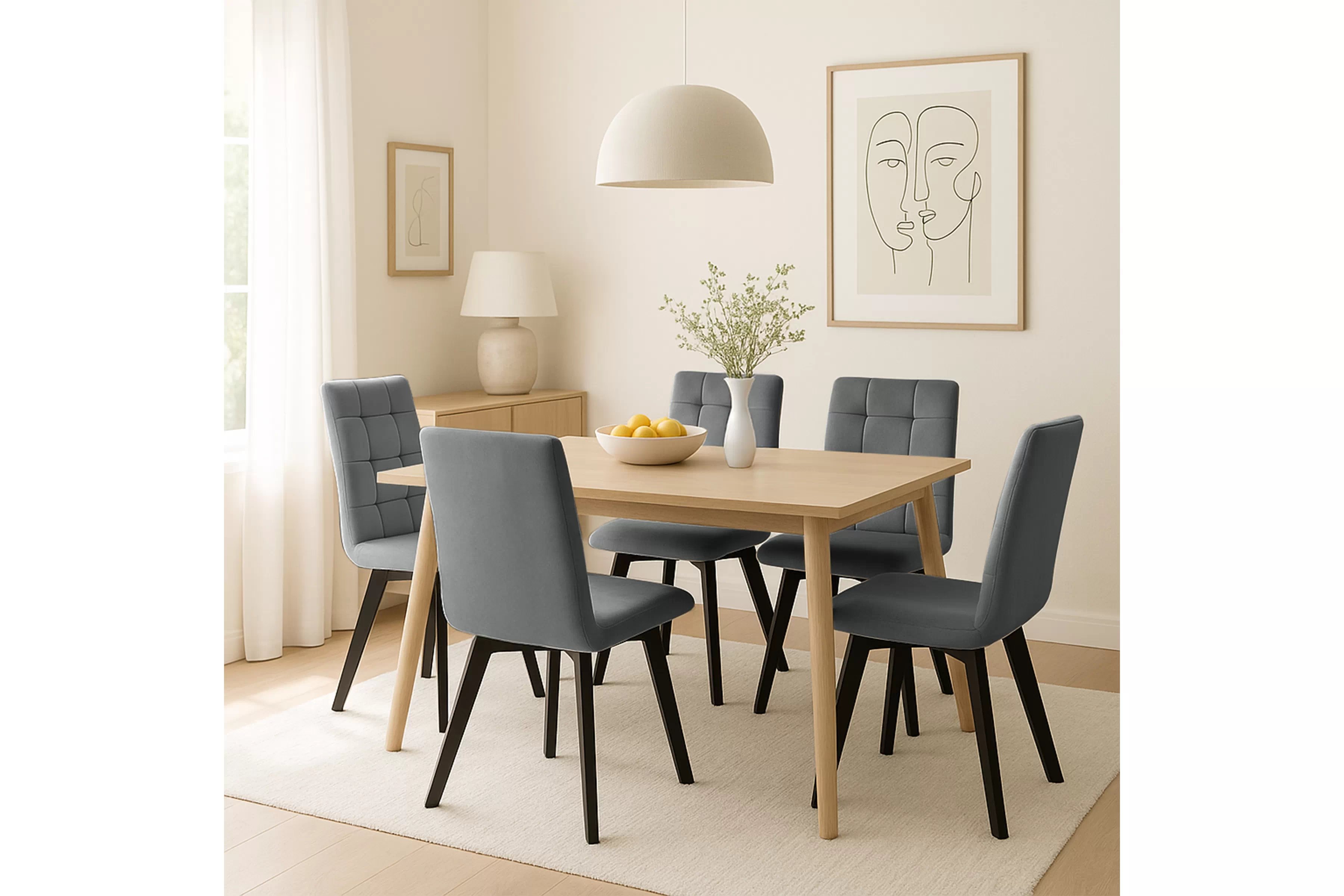 Jedálenská stolička Modern 4 - šedý Salvador 17 / čierne nohy Stolička čalúnená Modern 4 na drewnianych nogach - šedý Salvador 17 / čierny nožičky