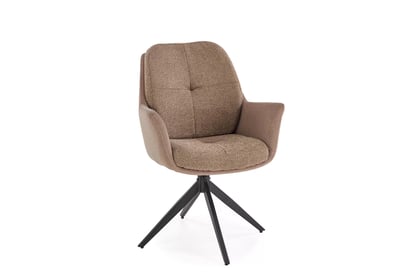 Čalouněná otočná židle Orbia - hnědá / černé nohy