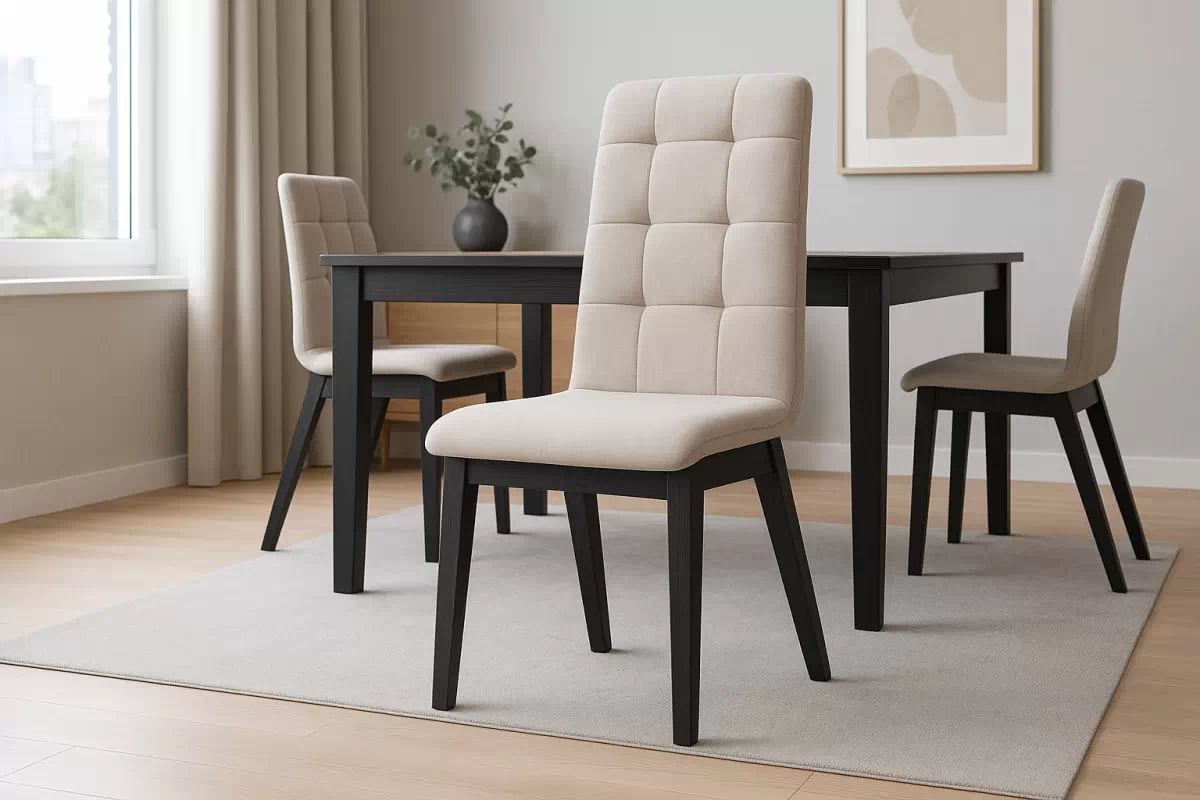 Čalouněná jídelní židle Platinum 4 - světle šedý šenil Wind 05 / černé nohy židle čalouněné Platinum 4  - světlý šedá šenil Wind 05 / Nohy černá