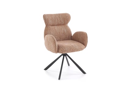 Čalouněná otočná židle Sofel - skořicová / černé nohy