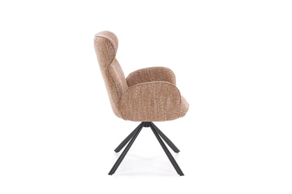 Čalouněná otočná židle Sofel - skořicová / černé nohy židle čalouněné Sofel obrotowe - cynamonowe / černé nožičky