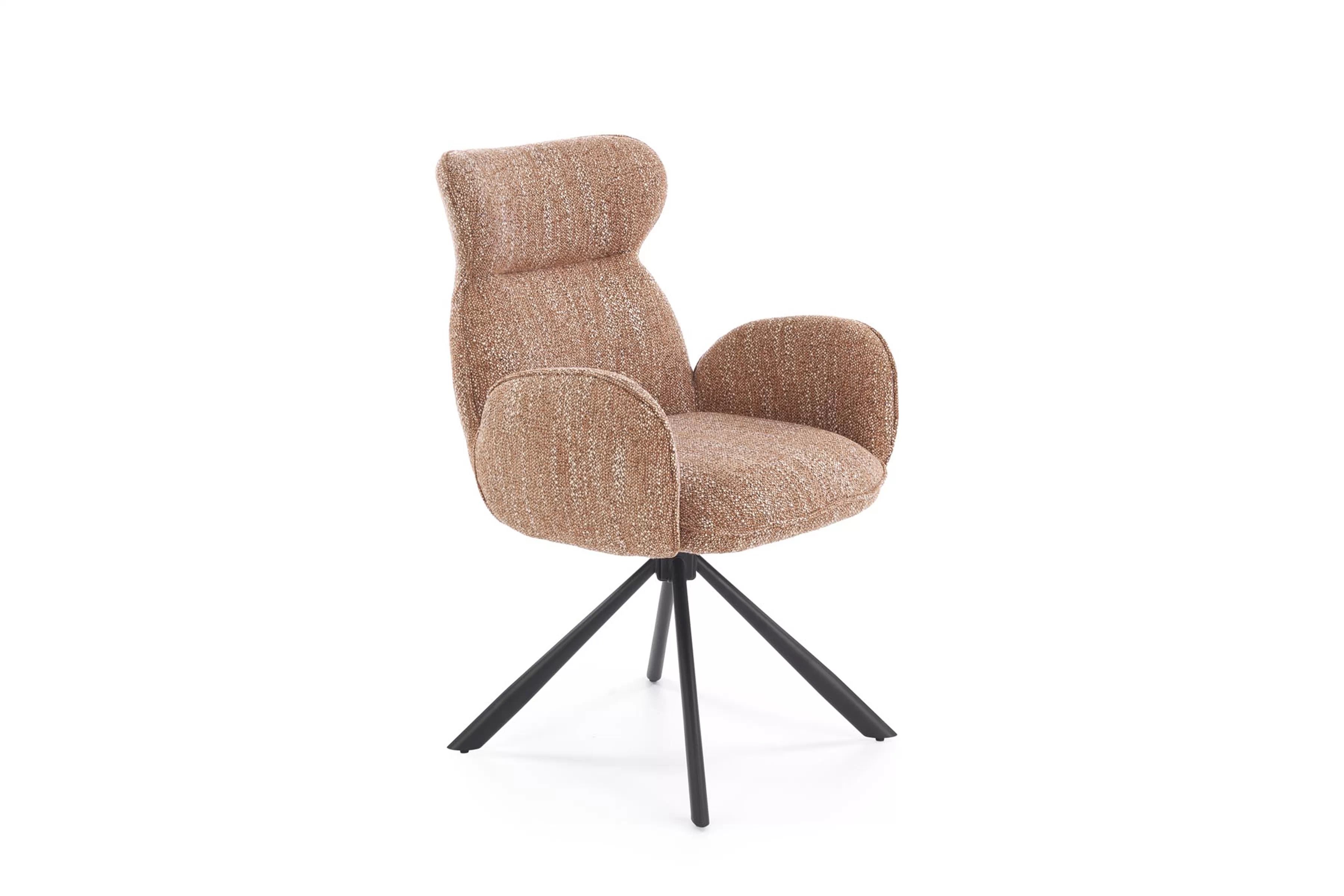 Čalouněná otočná židle Sofel - skořicová / černé nohy židle čalouněné Sofel obrotowe - cynamonowe / černé nožičky