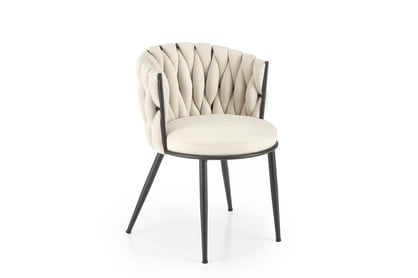 Jedálenské kreslo Verosa - svetlobéžová pletenina Nea 25 / čierna