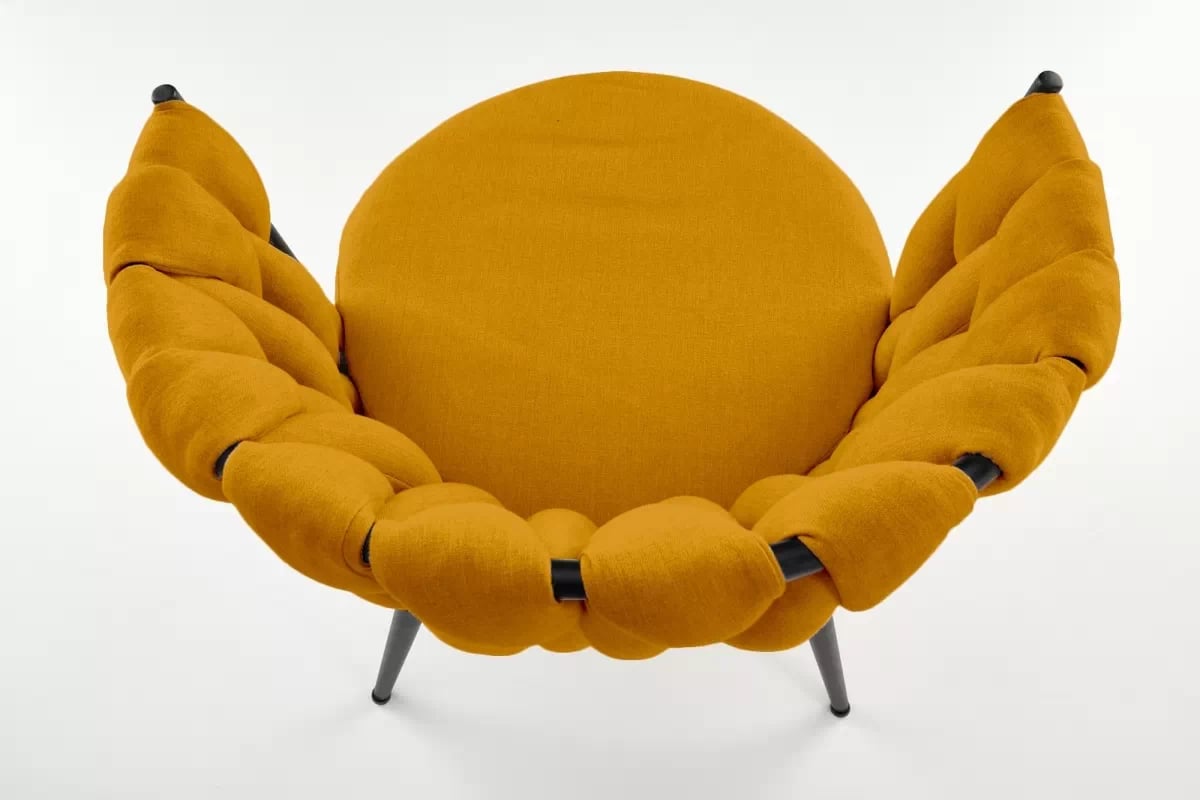 Čalouněná jídelní židle Verosa - hořčicová látka Nea 66 / černé nohy židle čalouněné Verosa - hořčice plecionka Nea 66 / Nohy černá