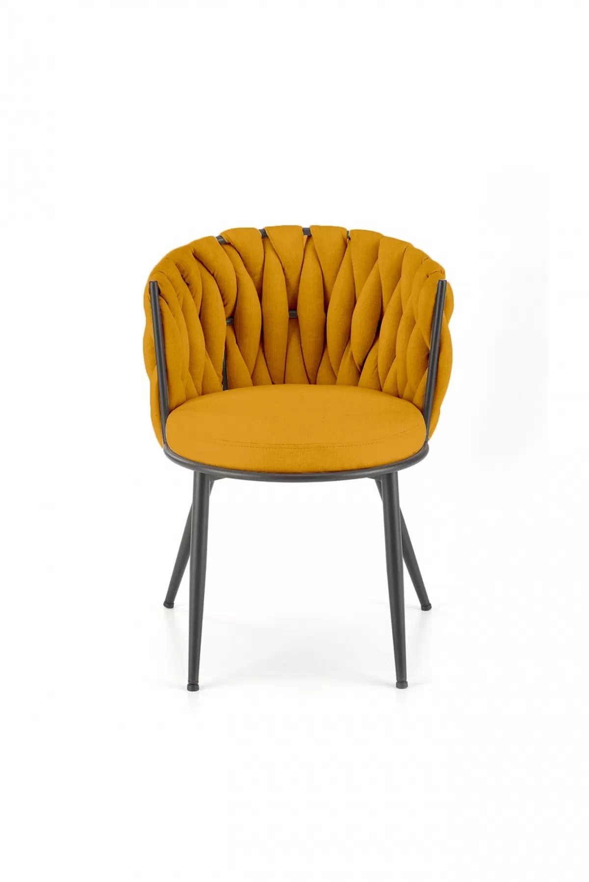 Čalouněná jídelní židle Verosa - hořčicová látka Nea 66 / černé nohy židle čalouněné Verosa - hořčice plecionka Nea 66 / Nohy černá