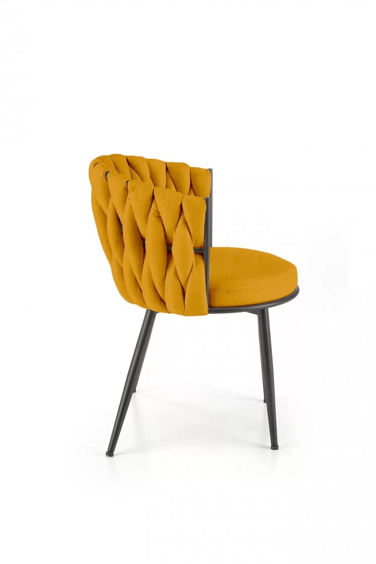Čalouněná jídelní židle Verosa - hořčicová látka Nea 66 / černé nohy židle čalouněné Verosa - hořčice plecionka Nea 66 / Nohy černá